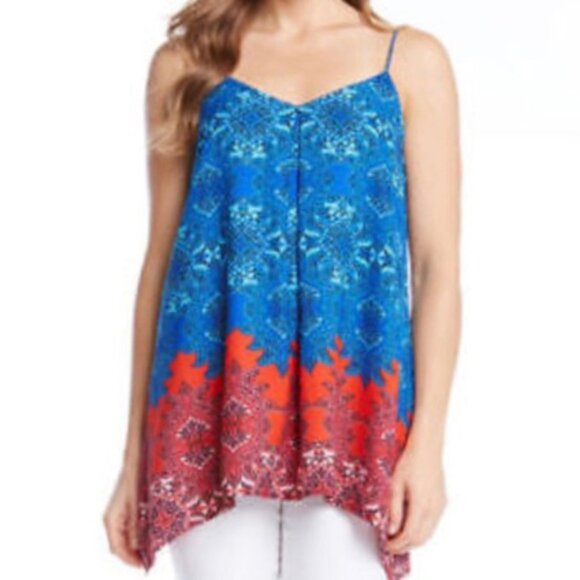 Karen Kane Tops - KAREN KANE Red & Blue NWOT Handkerchief Tank Top | Size XL